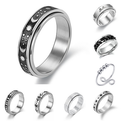 Nyomásmentesítő gyűrű Fidget női és férfi rozsdamentes acél gyűrűk Spinne nyomáscsökkentő kiegészítők ékszerek ajándékok