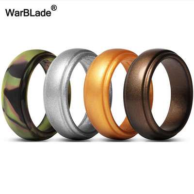 WarBLade New Food Grade FDA силиконови пръстени Мъжки сватбени ластици Хипоалергичен гъвкав силиконов пръстен за пръсти