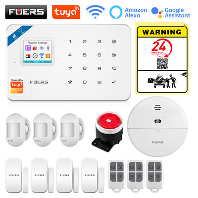 FUERS W181 GSM WIFI Tuya Pametni kućni alarmni sustav Komplet 433Mhz bežični alarmni sigurnosni sustav Kontrola IP kamere Senzor pokreta Sirena
