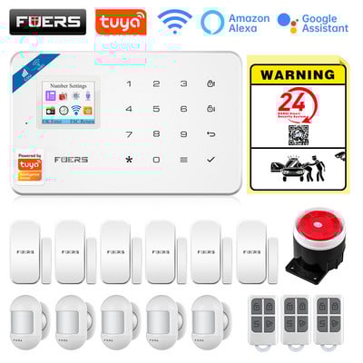 FUERS W181 GSM WIFI Tuya Pametni kućni alarmni sustav Komplet 433Mhz bežični alarmni sigurnosni sustav Kontrola IP kamere Senzor pokreta Sirena