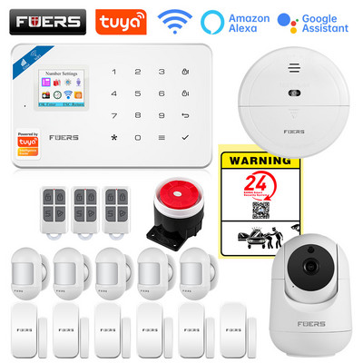 FUERS W181 GSM WIFI Tuya Pametni kućni alarmni sustav Komplet 433Mhz bežični alarmni sigurnosni sustav Kontrola IP kamere Senzor pokreta Sirena