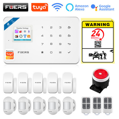 FUERS W181 GSM WIFI Tuya Pametni kućni alarmni sustav Komplet 433Mhz bežični alarmni sigurnosni sustav Kontrola IP kamere Senzor pokreta Sirena