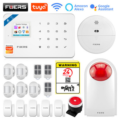 FUERS W181 GSM WIFI Tuya Pametni kućni alarmni sustav Komplet 433Mhz bežični alarmni sigurnosni sustav Kontrola IP kamere Senzor pokreta Sirena