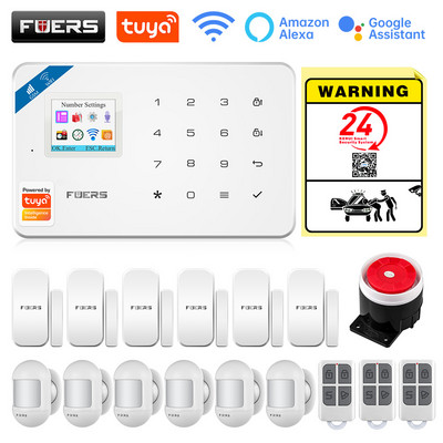 FUERS W181 GSM WIFI Tuya Pametni kućni alarmni sustav Komplet 433Mhz bežični alarmni sigurnosni sustav Kontrola IP kamere Senzor pokreta Sirena