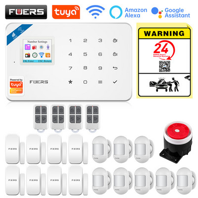 FUERS W181 GSM WIFI Tuya Pametni kućni alarmni sustav Komplet 433Mhz bežični alarmni sigurnosni sustav Kontrola IP kamere Senzor pokreta Sirena