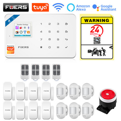 FUERS W181 GSM WIFI Tuya Pametni kućni alarmni sustav Komplet 433Mhz bežični alarmni sigurnosni sustav Kontrola IP kamere Senzor pokreta Sirena