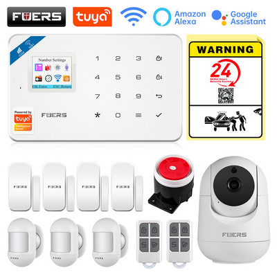 FUERS W181 GSM WIFI Tuya Pametni kućni alarmni sustav Komplet 433Mhz bežični alarmni sigurnosni sustav Kontrola IP kamere Senzor pokreta Sirena