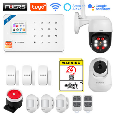 FUERS W181 GSM WIFI Tuya Pametni kućni alarmni sustav Komplet 433Mhz bežični alarmni sigurnosni sustav Kontrola IP kamere Senzor pokreta Sirena