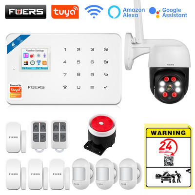 FUERS W181 GSM WIFI Tuya Pametni kućni alarmni sustav Komplet 433Mhz bežični alarmni sigurnosni sustav Kontrola IP kamere Senzor pokreta Sirena