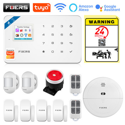 FUERS W181 GSM WIFI Tuya Pametni kućni alarmni sustav Komplet 433Mhz bežični alarmni sigurnosni sustav Kontrola IP kamere Senzor pokreta Sirena