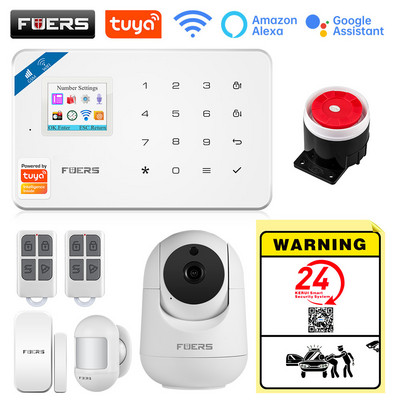 FUERS W181 GSM WIFI Tuya Pametni kućni alarmni sustav Komplet 433Mhz bežični alarmni sigurnosni sustav Kontrola IP kamere Senzor pokreta Sirena