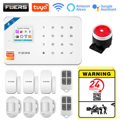 FUERS W181 GSM WIFI Tuya Pametni kućni alarmni sustav Komplet 433Mhz bežični alarmni sigurnosni sustav Kontrola IP kamere Senzor pokreta Sirena