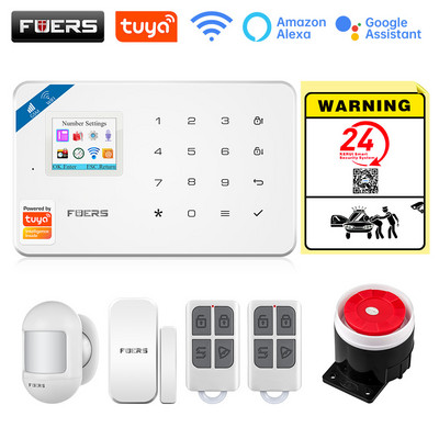 FUERS W181 GSM WIFI Tuya Pametni kućni alarmni sustav Komplet 433Mhz bežični alarmni sigurnosni sustav Kontrola IP kamere Senzor pokreta Sirena