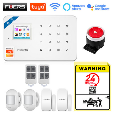 FUERS W181 GSM WIFI Tuya Pametni kućni alarmni sustav Komplet 433Mhz bežični alarmni sigurnosni sustav Kontrola IP kamere Senzor pokreta Sirena