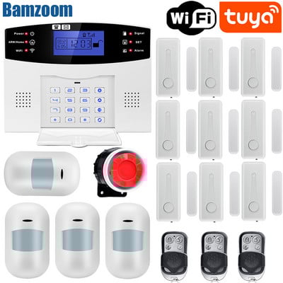 Tuya Smart WIFI GSM apsaugos signalizacijos sistema veikia su Alexa Home Burglar judesio detektoriaus dūmų durų lango jutiklio IP kamera