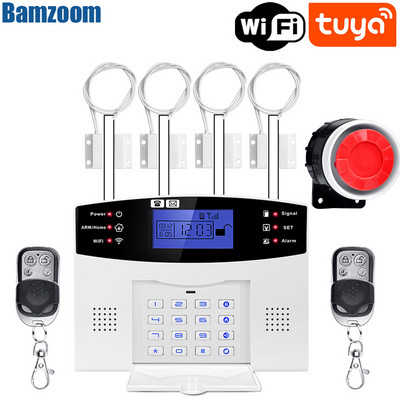 Tuya Smart WIFI GSM apsaugos signalizacijos sistema veikia su Alexa Home Burglar judesio detektoriaus dūmų durų lango jutiklio IP kamera