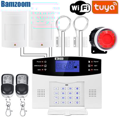 Tuya Smart WIFI GSM apsaugos signalizacijos sistema veikia su Alexa Home Burglar judesio detektoriaus dūmų durų lango jutiklio IP kamera