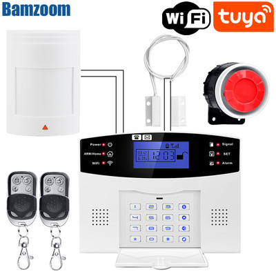 Tuya Smart WIFI GSM apsaugos signalizacijos sistema veikia su Alexa Home Burglar judesio detektoriaus dūmų durų lango jutiklio IP kamera
