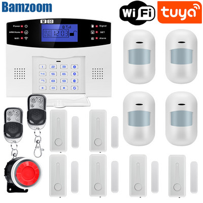 Tuya Smart WIFI GSM apsaugos signalizacijos sistema veikia su Alexa Home Burglar judesio detektoriaus dūmų durų lango jutiklio IP kamera