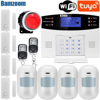 Tuya Smart WIFI GSM apsaugos signalizacijos sistema veikia su Alexa Home Burglar judesio detektoriaus dūmų durų lango jutiklio IP kamera