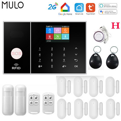 MULO GSM Wifi Alarm Simply Safe System Alarm for Home Business Wireless Tuya Smart Home APP Control Κιτ συναγερμού διαρρήκτη Securiti
