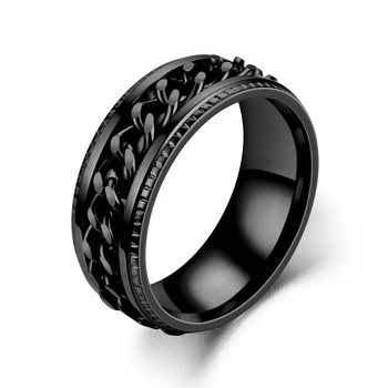 Χαλαρωτικό δαχτυλίδι για άνδρες Spinner Fidgets Δαχτυλίδι από ανοξείδωτο ατσάλι ελεύθερα περιστρεφόμενο δαχτυλίδι με αλυσίδα Anillos De Hombre