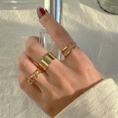 IPARAM vintage auksinės spalvos širdies geometrinis midi sąnarių žiedų rinkinys moterims Minimalistinis metalinis atidaromas žiedas su 2021 m. papuošalų dovana