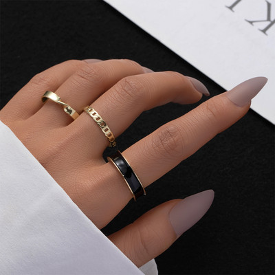 IPARAM vintage auksinės spalvos širdies geometrinis midi sąnarių žiedų rinkinys moterims Minimalistinis metalinis atidaromas žiedas su 2021 m. papuošalų dovana