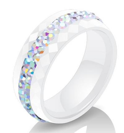 Aukštos kokybės moteriškų papuošalų žiedų didmeninė prekyba juodai balti paprasto stiliaus „Comly“ krištolo keramikiniai žiedai moterims