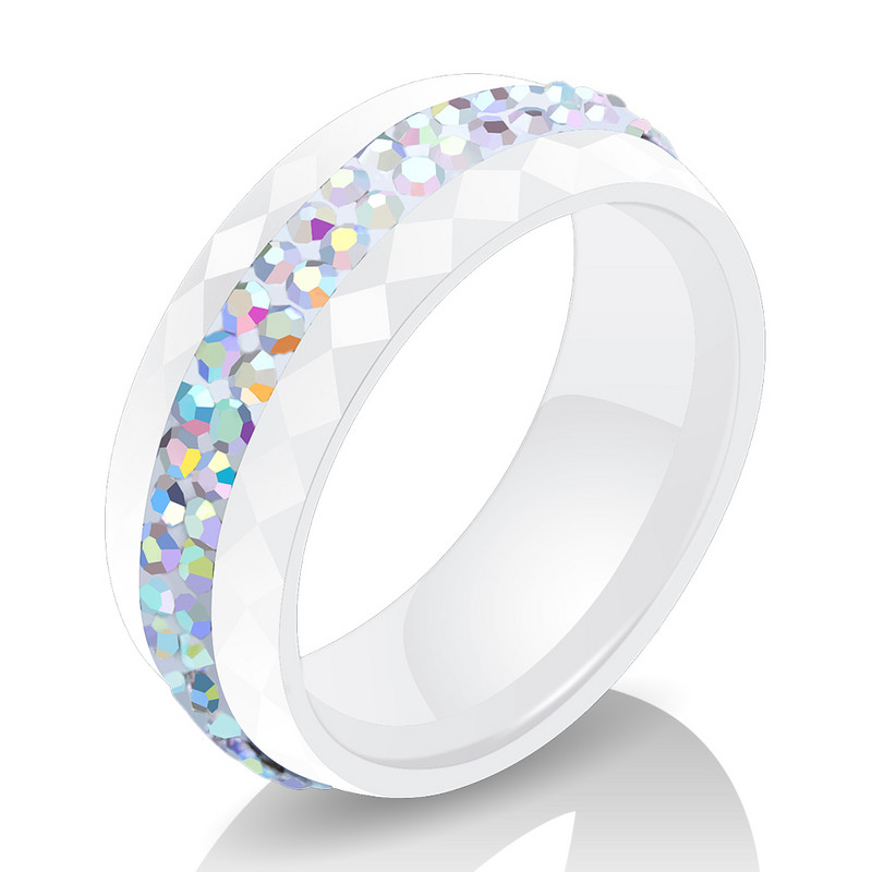 Aukštos kokybės moteriškų papuošalų žiedų didmeninė prekyba juodai balti paprasto stiliaus „Comly“ krištolo keramikiniai žiedai moterims