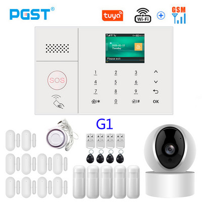 PGST PG-108 Tuya безжична домашна WIFI GSM домашна сигурност със сензор за детектор за движение Поддръжка на алармена система Alexa & Google
