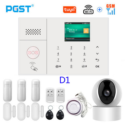 PGST PG-108 Tuya безжична домашна WIFI GSM домашна сигурност със сензор за детектор за движение Поддръжка на алармена система Alexa & Google