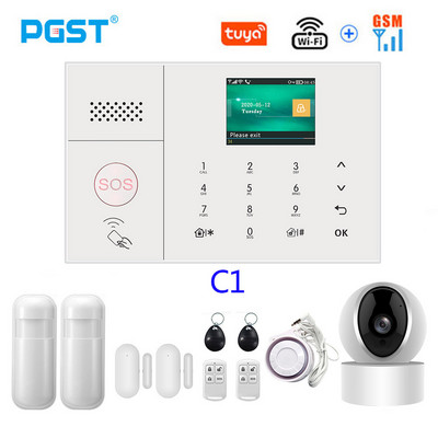 PGST PG-108 Tuya безжична домашна WIFI GSM домашна сигурност със сензор за детектор за движение Поддръжка на алармена система Alexa & Google