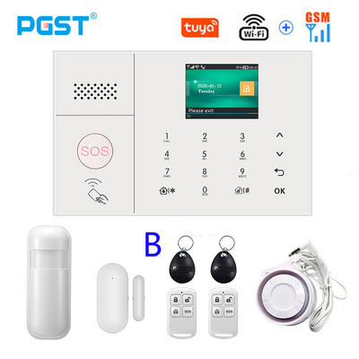 PGST PG-108 Tuya безжична домашна WIFI GSM домашна сигурност със сензор за детектор за движение Поддръжка на алармена система Alexa & Google