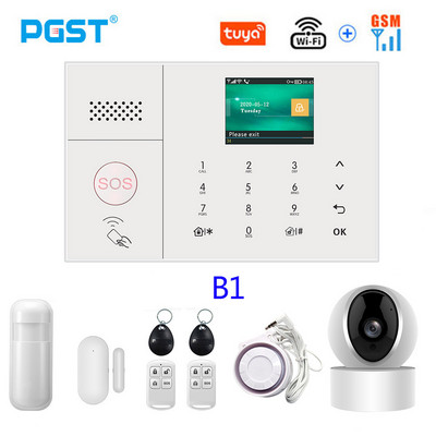 PGST PG-108 Tuya безжична домашна WIFI GSM домашна сигурност със сензор за детектор за движение Поддръжка на алармена система Alexa & Google