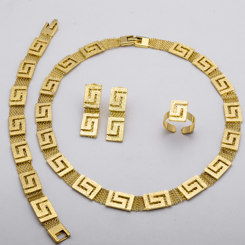 Zeadear Jewelry Dubai arany színű ékszer készletek nyaklánc karkötő gyűrű fülbevaló nigériai esküvő Női divat ékszer készlet