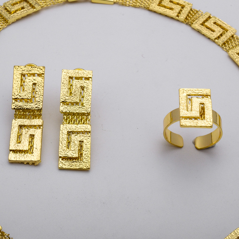 Zeadear Jewelry Dubai arany színű ékszer készletek nyaklánc karkötő gyűrű fülbevaló nigériai esküvő Női divat ékszer készlet