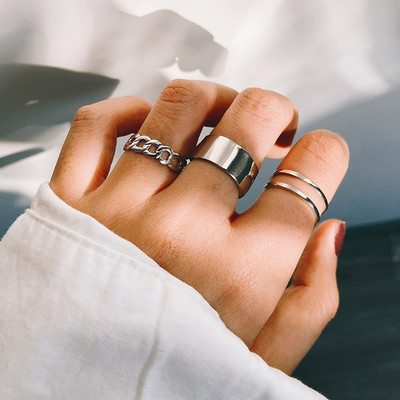 Punk gotikinis širdies žiedų rinkinys moterims juodi kauliukai vintažiniai kastuvai Ace Sidabru padengti retro kalnų krištolo žavesio biliardo papuošalai pirštais