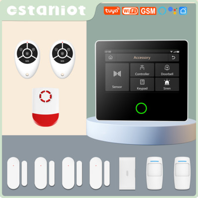 Ostaniot WiFi GSM SecPanel 5 Безжична домашна алармена система Tuya Smart Life Security Краматорски комплект IPS сензорен екран против пръстови отпечатъци