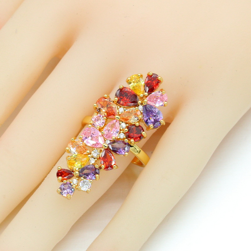 2021 m. nauji kelių spalvų cirkonio aukso spalvos papuošalų rinkiniai moterims, auskarai, karoliai, pakabukai, žiedai, dovanų dėžutė