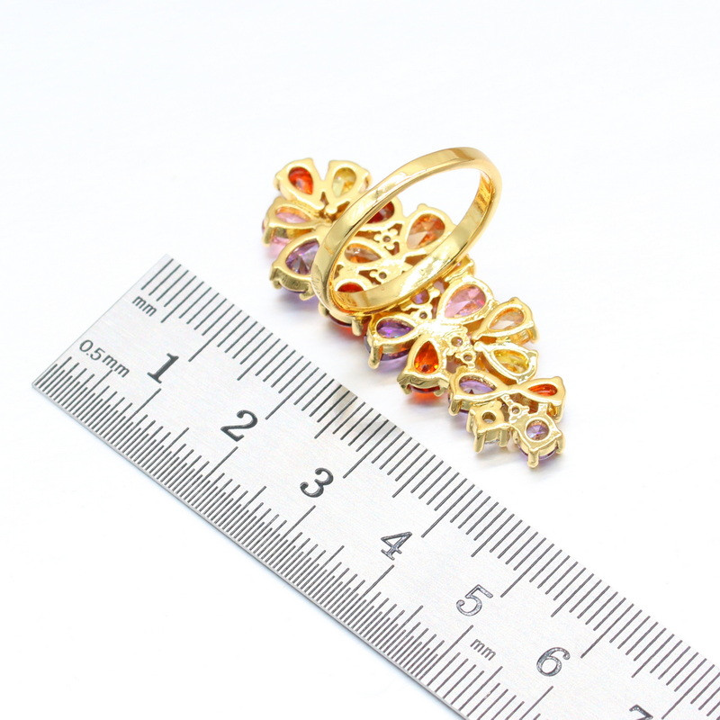 2021 m. nauji kelių spalvų cirkonio aukso spalvos papuošalų rinkiniai moterims, auskarai, karoliai, pakabukai, žiedai, dovanų dėžutė