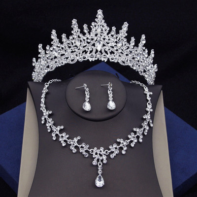 Luxusné zelené krištáľové svadobné šperky pre ženy, čelenky, náušnice, náhrdelník, koruna, svadobné šaty, nevesta, šperky, doplnky