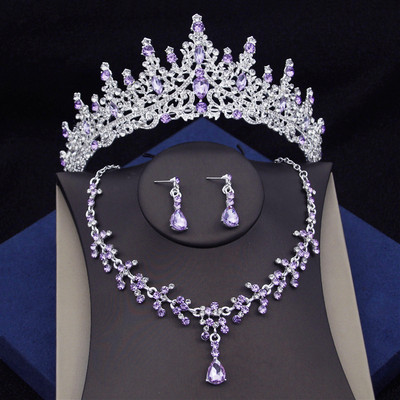 Luxusné zelené krištáľové svadobné šperky pre ženy, čelenky, náušnice, náhrdelník, koruna, svadobné šaty, nevesta, šperky, doplnky