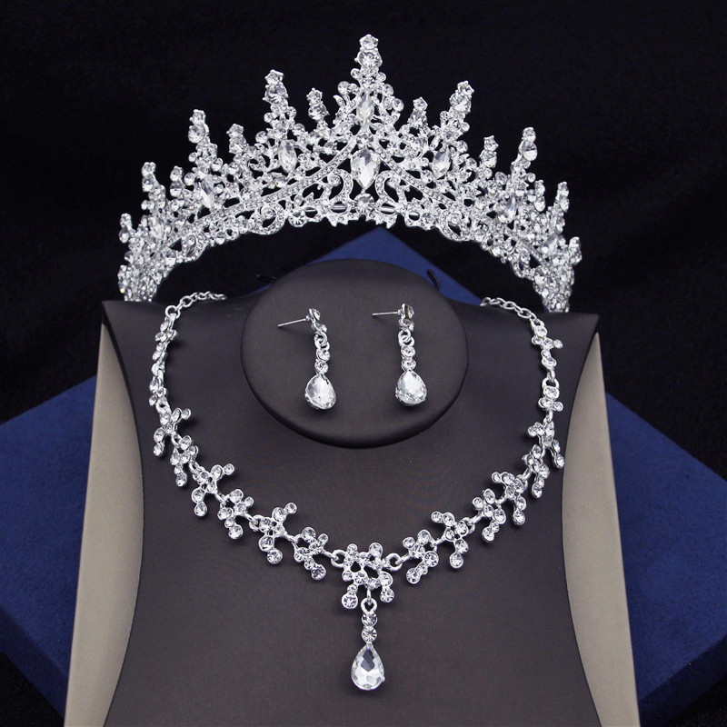 Luxusné zelené krištáľové svadobné šperky pre ženy, čelenky, náušnice, náhrdelník, koruna, svadobné šaty, nevesta, šperky, doplnky