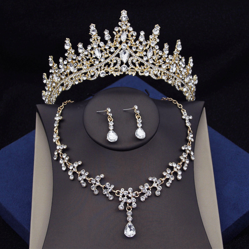 Luxusné zelené krištáľové svadobné šperky pre ženy, čelenky, náušnice, náhrdelník, koruna, svadobné šaty, nevesta, šperky, doplnky