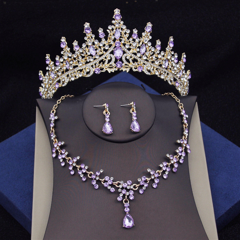 Luxusné zelené krištáľové svadobné šperky pre ženy, čelenky, náušnice, náhrdelník, koruna, svadobné šaty, nevesta, šperky, doplnky