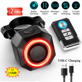 Protuprovalni alarm za bicikl, stražnje svjetlo, vodootporno, pametno automatsko stražnje svjetlo s senzorom kočnice, daljinski upravljač, USB punjenje, stražnje svjetlo za bicikl protiv provale