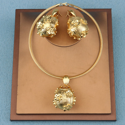 Модни капкови обеци Колие Комплект бижута за африкански Дубай Висулка Комплект бижута със сребърно покритие За жени Луксозен парти аксесоар