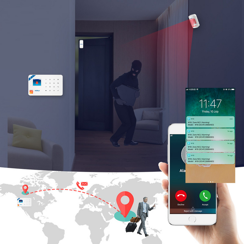 KERUI W181 Tuya pametni alarmni sustav WIFI GSM alarm kućni Alexa Smart Life senzor pokreta detektor senzor vrata