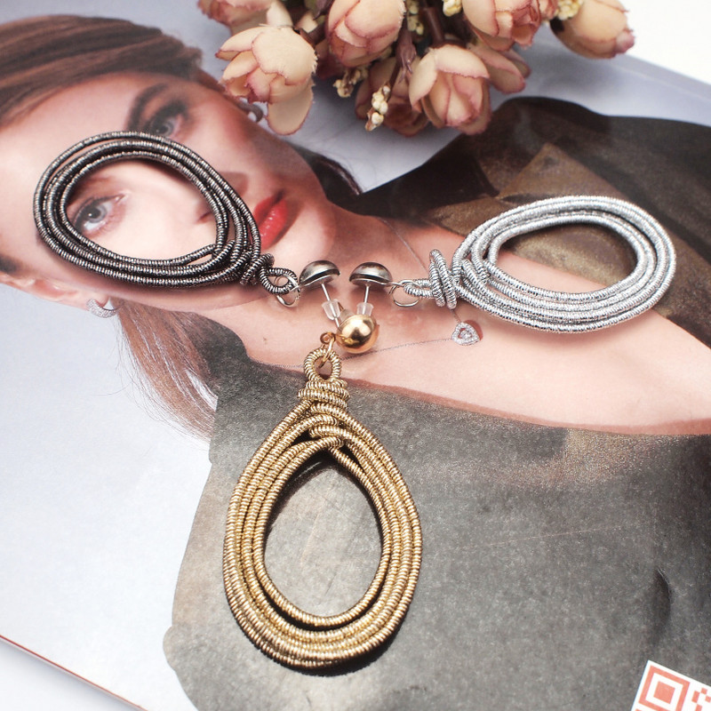 Paprastas metalinis spiralinis vandens lašelių auskaras moterims Bohemia Circular Statement Didelis auskaras Priedai Papuošalai Dovana UKEN